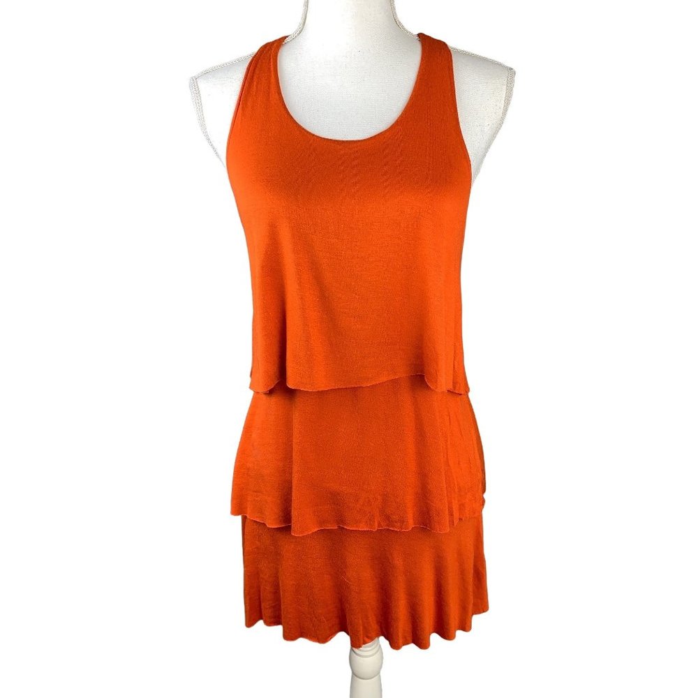 Frenzii T Back Orange Ruffle Sleeveless Dress Size Small